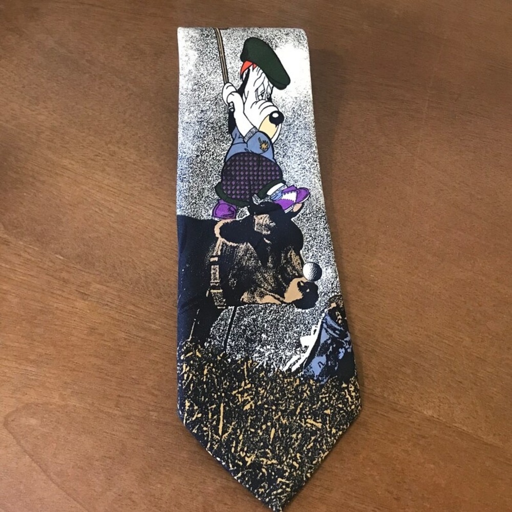 1994 Turner Entertainment Droopy “Fore” Golf Tie with Tags, Droopy Dog 90s